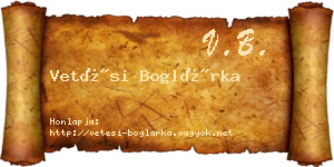 Vetési Boglárka névjegykártya